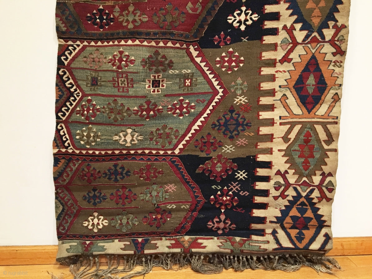 2’10" X 10’2" 19th Century Anatolian Aydin Kilim Half