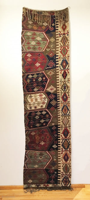 2’10" X 10’2" 19th Century Anatolian Aydin Kilim Half