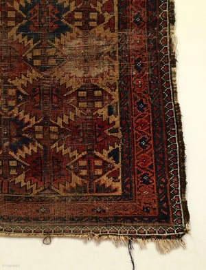 4’3” X 2’7” 19th Century Antique Baluch Rug