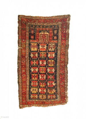 2’10" X 5’3" 19th Century Caucasian Chan-Karabagh Prayer Rug