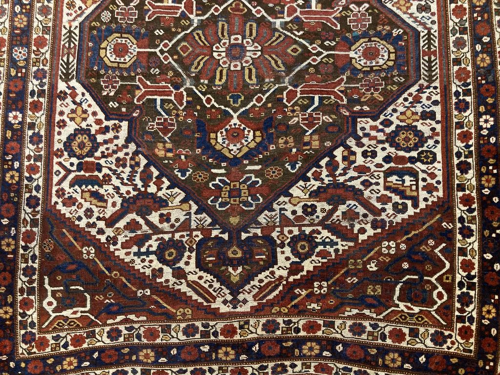 5' X 6'4" 19th Century Tribal Khamseh Persian Rug