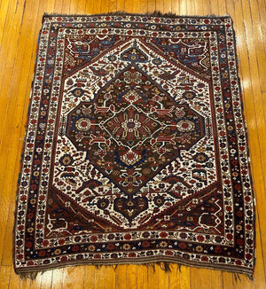 5' X 6'4" 19th Century Tribal Khamseh Persian Rug