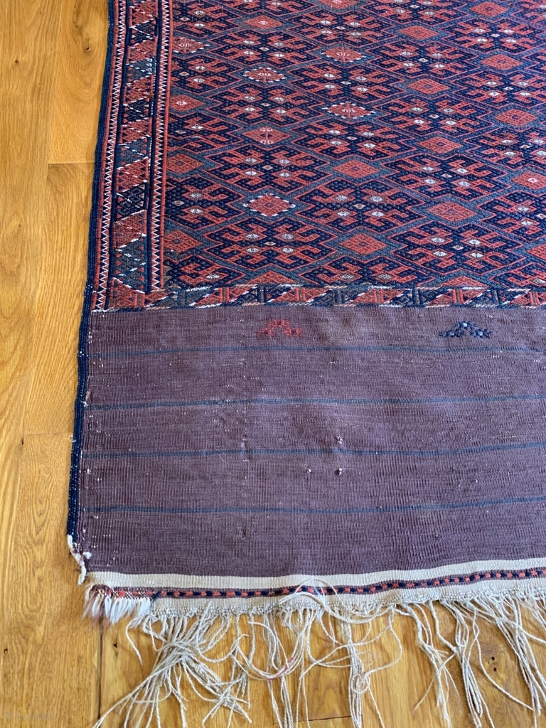 6’0" X 10’7" 19th Century Yomut Palas Kilim