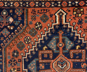 3’11” X 5’0” 20th Century Inscribed Persian Khamseh Rug