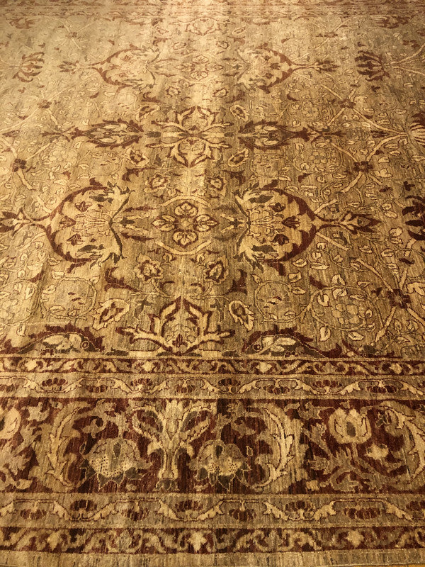 14'3" x 11'9" Abrashed Vintage Ushak Carpet