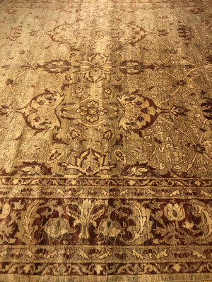 14'3" x 11'9" Abrashed Vintage Ushak Carpet