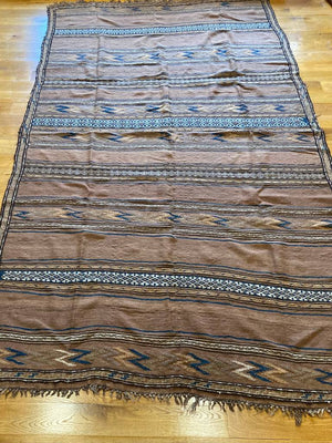 5'10" x 9'9" Antique Afghan Baluch Chevron Kilim, Weft Float Runner, Wall Kilim, Office Kilim, Hallway Runner