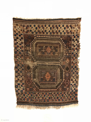 3'10" X 2'9" Antique Baluch Rug