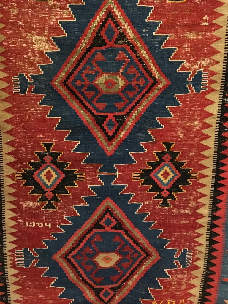 9’6" X 4’3" Antique Caucasian Kilim