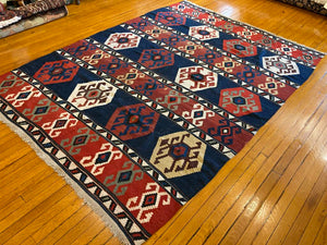 9'2" X 6'8" Antique Caucasian Kilim