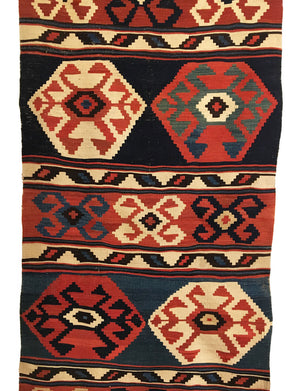 3'0" X 10'9" Antique Caucasian Kilim Runner