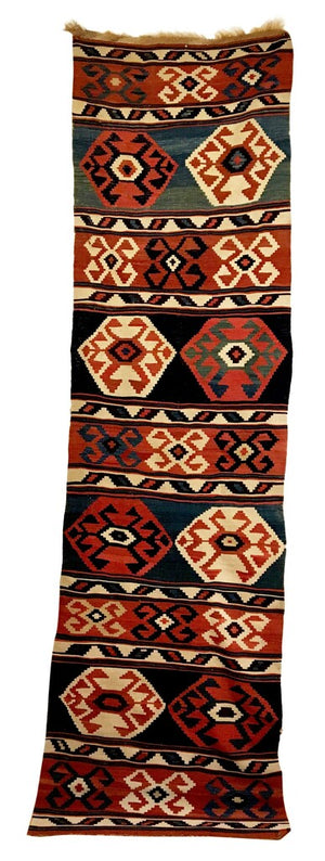 3'0" X 10'9" Antique Caucasian Kilim Runner