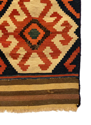 3'0" X 3'10" Antique Caucasian Kilim Small Rug