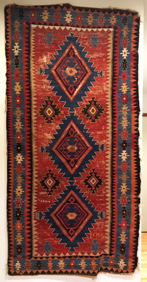 9’6" X 4’3" Antique Caucasian Kilim