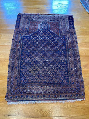 4’10 X 3’2” Antique Dokhtar-e-Ghazi Afghanistan Prayer Rug