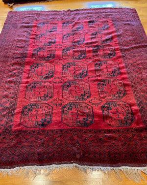 8'3" X 9'4" Antique Ersari Afghan Main Rug