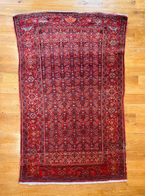 4'6" X 7'5" Antique Fine Persian Senneh Herati Carpet