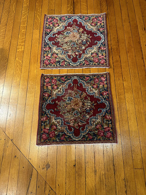 22" X 22" Antique Kerman Square Floral Medallion Rug [SH-133]