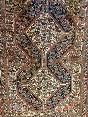 4'7" X 6'2" Antique Khamseh Bird Rug [SH-165]