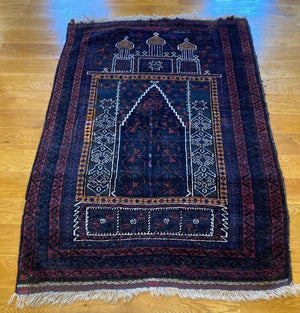 4'6" X 3'3" Antique Koudani Baluch Prayer Rug