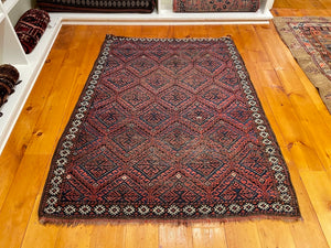 3'6" X 4'8" Antique Kurdish Rug