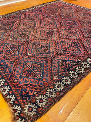 3'6" X 4'8" Antique Kurdish Rug