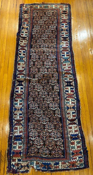 10'9" X 3'9" Antique Kurdish Runner 