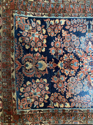 5' X 3'5" Antique Mahajiran Persian Sarouk Rug