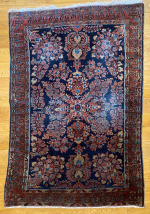 5' X 3'5" Antique Mahajiran Persian Sarouk Rug