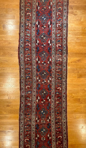 12'9" X 3'4" Antique Persian Bidjar Runner