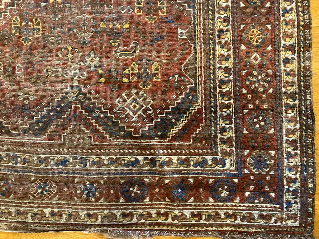 9'5" X 7'3" Antique Persian Khamseh Tribal Carpet [SH-109]