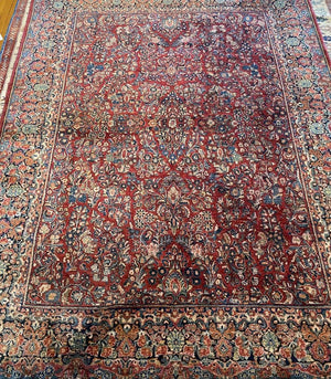 11'8" X 8'8" Antique Persian Sarouk Carpet