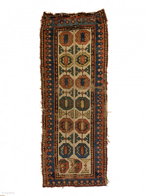 1’7” X 4’ Antique Rare Gendje Small Rug