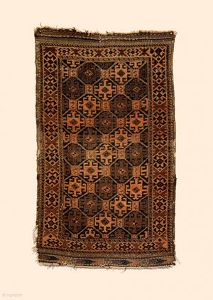 2’4” X 4’0” Antique Small Baluch Rug