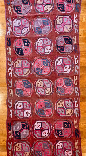 3’7” X 8’2” Antique Uzbek Kilim