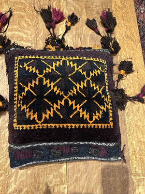 Black Tent Tribal Baluch Small Pillow [SH-170]