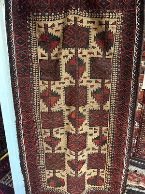 64" X 33" Camel Wool Field Baluch Rug