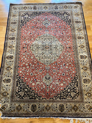 6'5" X 4'6" Early Fine Persian Silk Quom Rug