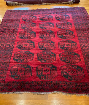 9’ X 8‘9“ Ersari Main Karakul Wool Afghan Rug