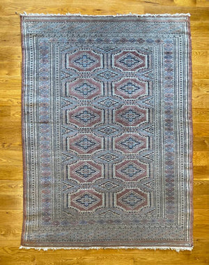 5'8" X 4'1" Fine Semi-Antique Bokhara Silk-Highlighted Rug [SH-008]