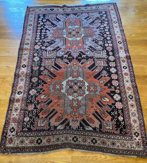 5'7" X 3'6" Karabagh Caucasian Eagle Kazak Rug