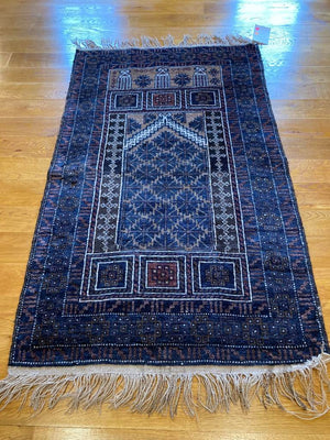 2‘9“ X 4‘7“ Kawdani Baluch Tribal Prayer Rug