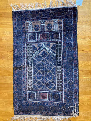 2‘9“ X 4‘7“ Kawdani Baluch Tribal Prayer Rug