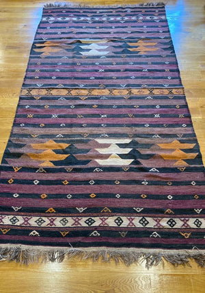 8'4" X 4'5" Maimana Northern Afghanistan Bird Motif Kilim, Wall Kilim, Deco Kilim, Office Kilim, Vegetable Dye Kilim