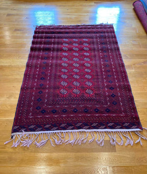 4'2" X 6' Mauri Tekke Bokhara Turkoman Fine Weave Rug