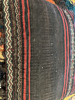 20" X 38" Old Dowry Khorasan Baluch Black Tent Balisht/Cushion [SH-116]