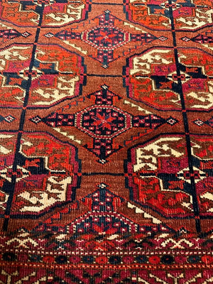 3'8" X 4'3" Old Turkmen Tekke Rug