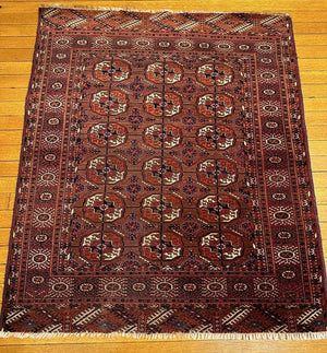 3'8" X 4'3" Old Turkmen Tekke Rug