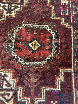 6' 8" X 36" Purple Ground Salor Khani Baluch Long Rug