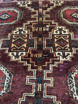 6' 8" X 36" Purple Ground Salor Khani Baluch Long Rug